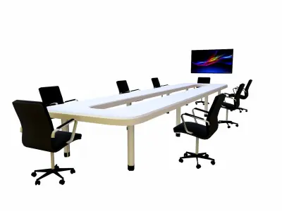 Conference Table With Chairs Low-poly 3D model