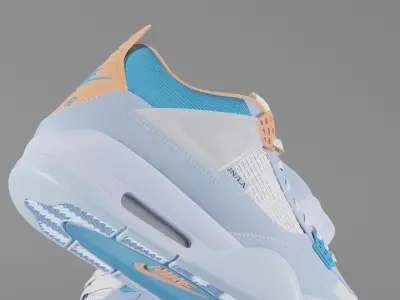 Jordan 4 Union LA Blue Low-poly 3D model