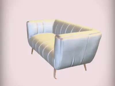 Modern Luxury 3D Sofa Model Elegant Curved Design with Metallic 3D model