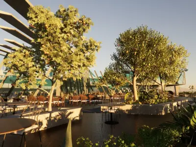 Revit 100 Person Restaurant and Cafe 3D model