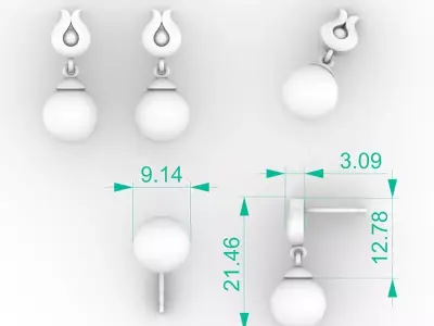 Elegant Tulip Pearl Stud Earrings 3D print model