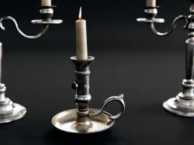 candle holders with candles 3D model