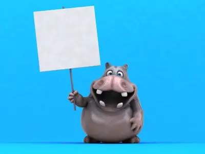 Fun cartoon HIPPO 3D model