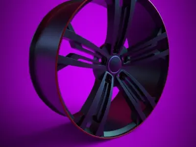 Awesome Rim and Tire 03 Low-poly 3D model