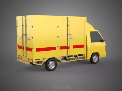 DHL CARGO BOX TRUCK PICKUP FREIGHT CUBE VAN CAR COURIER PARCEL 3D model