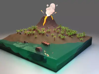 Volcanic Island Free low-poly 3D model