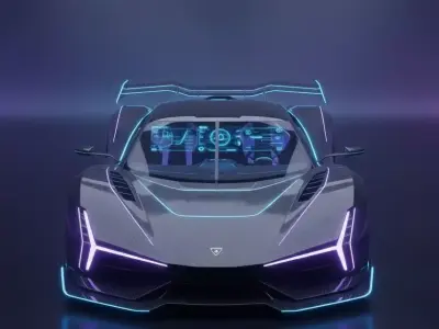 Cyberpunk Carbon Fiber Supercar with Neon Accents Low-poly 3D model