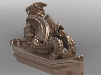 Winged Dragon statue Fantasy 3D model 3  3D model