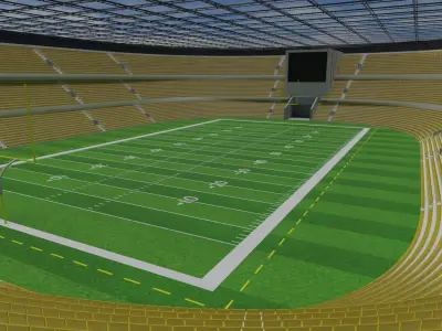American Football Stadium - Yellow Low-poly 3D model