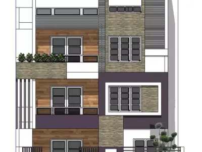 Modern residential building 3D model