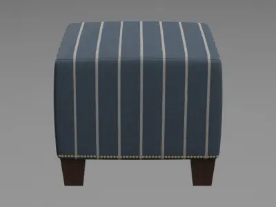 McKenzie Ottoman indigo blue stripe Low-poly 3D model