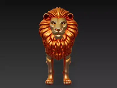 Golden Majesty Lion - Regal Sculpture 3D Model 3D print model
