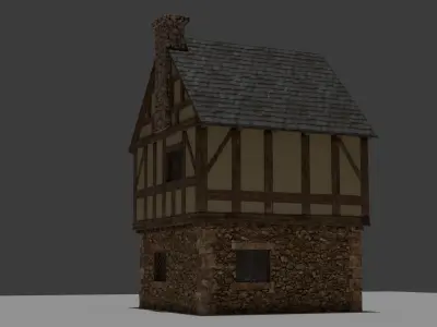 Medieval House 3D  High Quality Model with interior 3D model