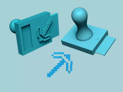 Stamp 86 - Minecraft PickAxe - Fondant Decoration Maker Toy 3D print model