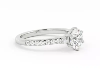 Round six prong engagement ring and set 3dm and rendering  3D print model