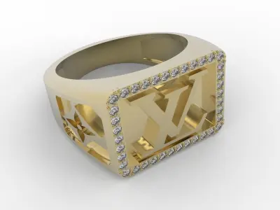 Louis vuitton LV ring men man gems 3D print model