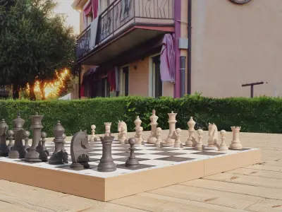 Chessboard model cobined with backgammon 3D model