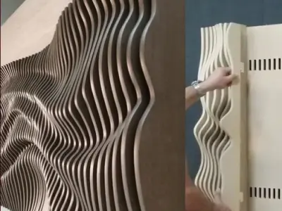 Parametric Wavy Wooden Wall Decor 21 - wood cutting machines 3D model