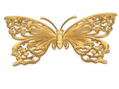 Classic butterfly decor ornament carved 55 3D model