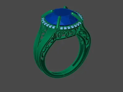 Womens Rings With Stone Ring Ready STL 3DM Models Rings women 3D print model 26