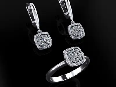 Ring and Earrings 93 3D print model