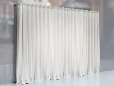 Large White Silk Curtains 3D model