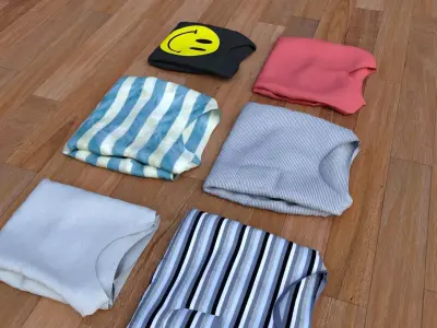 Textured Folded Tshirts 3D model