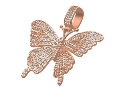 Iced Butterfly Pendant Charm HIP HOP 3D print model