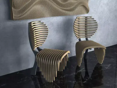 Parametric Wavy Wooden Furniture 20 - CNC files for cutting 3D model