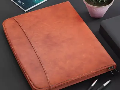 Leather portfolio bag - Closed Low-poly 3D model