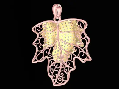 Luxury Leaf Shape Diamond Pendant Jewelry 1254 3D print model