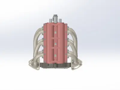 6 Cylinder Boxer Engine 3D CAD Model 3D print model