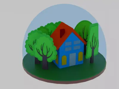 house globe Low-poly 3D model