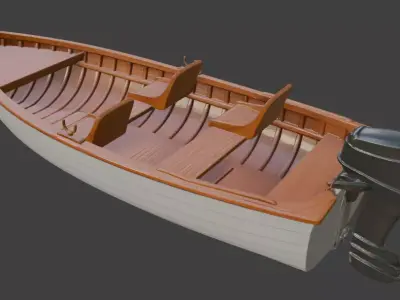 Classic Wooden Motorboat Clean 3D Model 3D model
