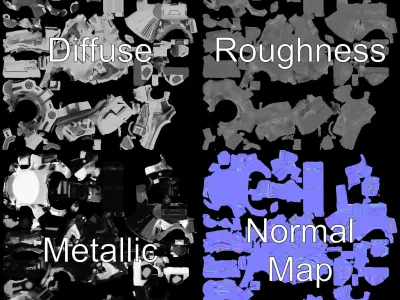Futuristic Turret Gun Model Pack Low-poly 3D model