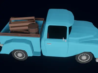 Game Ready Retro Truck Car Low-poly 3D model