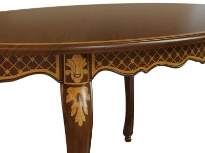 Classic table with inlaid veneer 1500 3D model