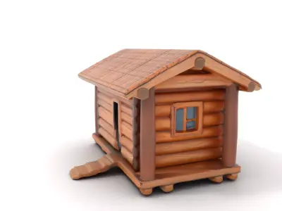 Rustic Log Cabin model pack Low-poly 3D model