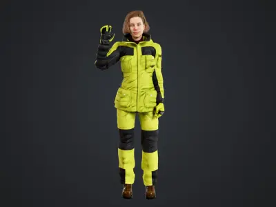 Female Skier Rigged Low-poly 3D model
