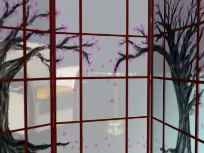 Folding screen rigged low poly Low-poly 3D model