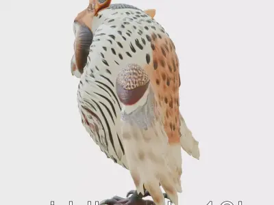 Cybernetic Barn Owl with Camera Eyes and Silent Wings Low-poly 3D model