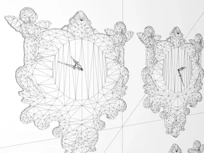 4 Carved clocks PBR lowpoly Low-poly 3D model