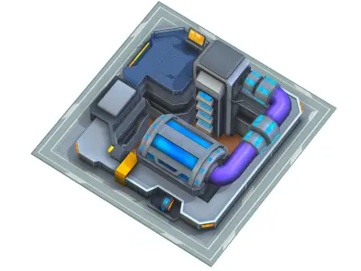 isometrical fuel rig platform station upgrade 1 Low-poly 3D model