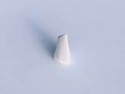 Vase puffy tipped triangle with bent extruded lines 3D print model