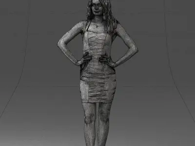 000160 Woman in Tight Dress Confident Pose Character 0714 3dp 3D print model