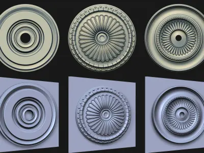 40 Rosette Ceiling Base Mesh and VDM Brushes Pack  Low-poly 3D model