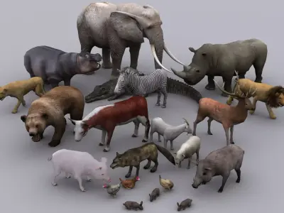 ANIMALS FULL PACK GAME READY ANIMATED MODELS Low-poly 3D model