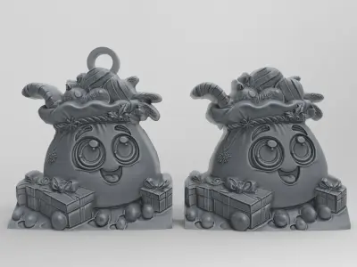 christmas sanda gifts bags decor  3D print model