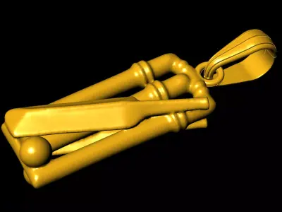 Bat wicket pendant charms - one inch pendant 3D print model