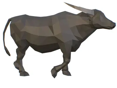 Animated Black Asian Bull Lowpoly Art Style Low-poly 3D model